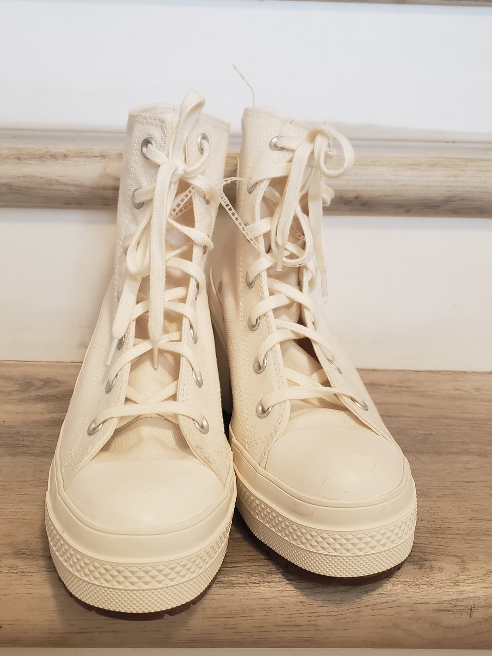 Converse High-Top Sneakers in Off-White Cream